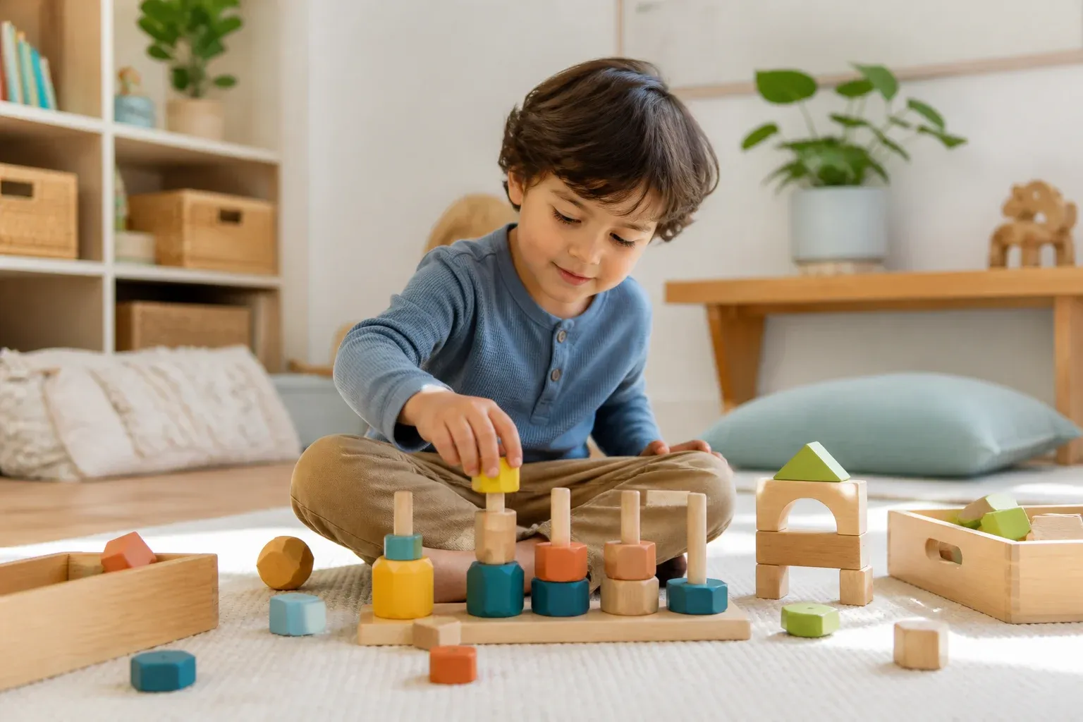 Child playing with educational toys