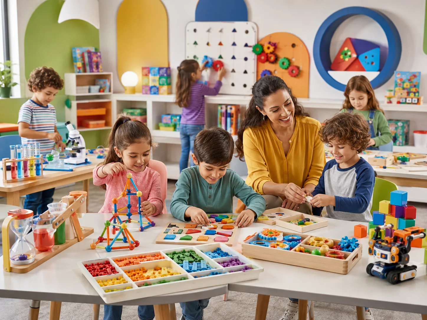 Learning space arranged with educational play materials