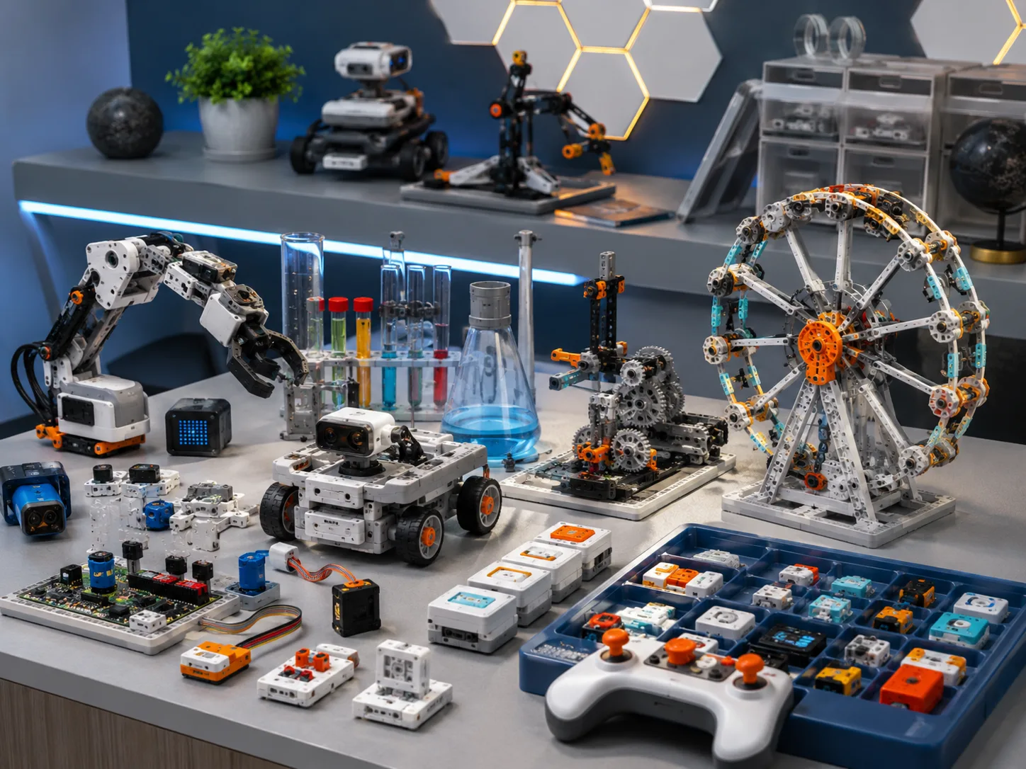 STEM learning kit with colorful components